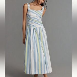 *By Anthropologie Square Neck Drop Waist Maxi Dress